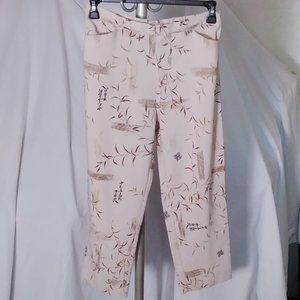 Stephanie Parks Ankle Length Pants Asian Print High Waisted Size 10